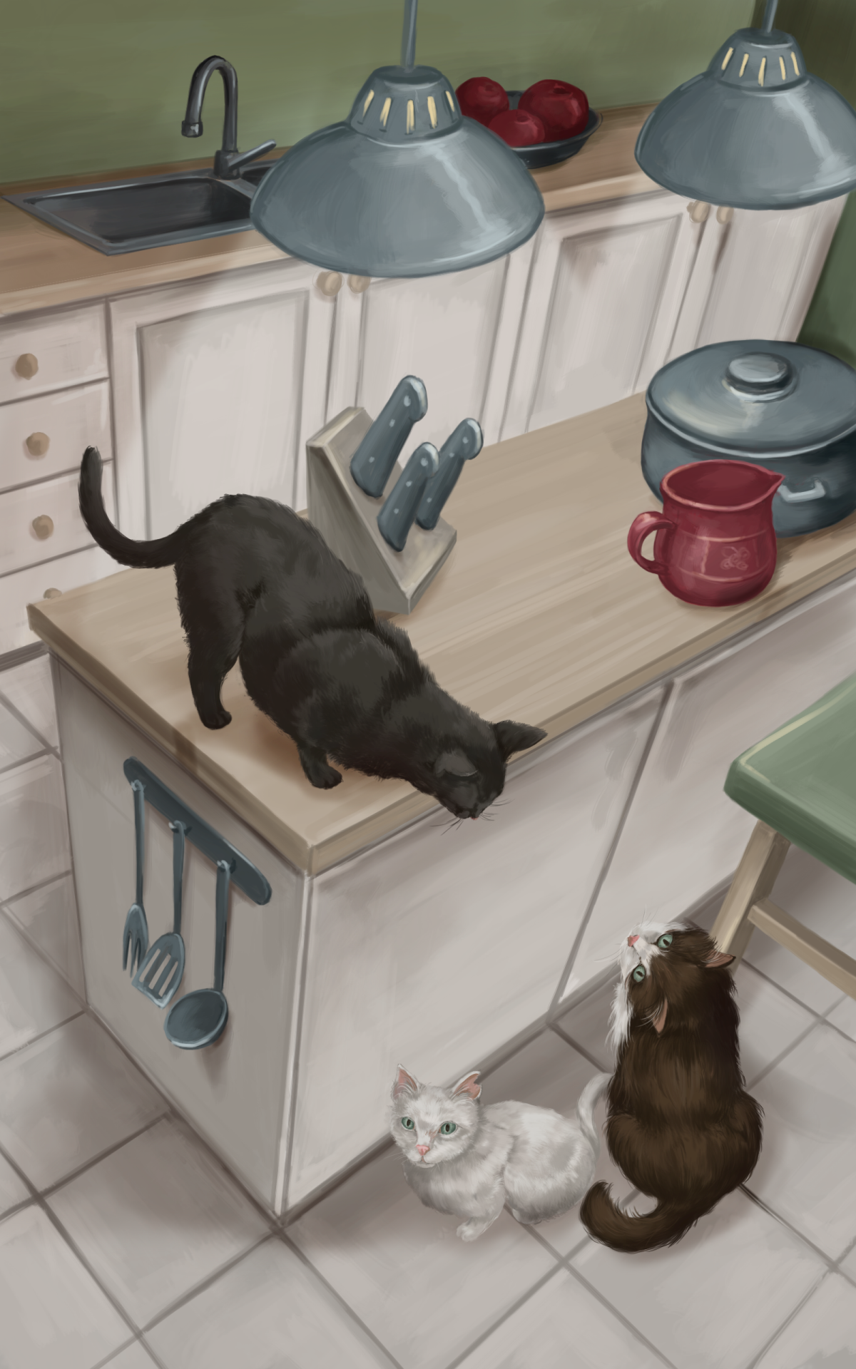 Colony Cats Kitchen Scene